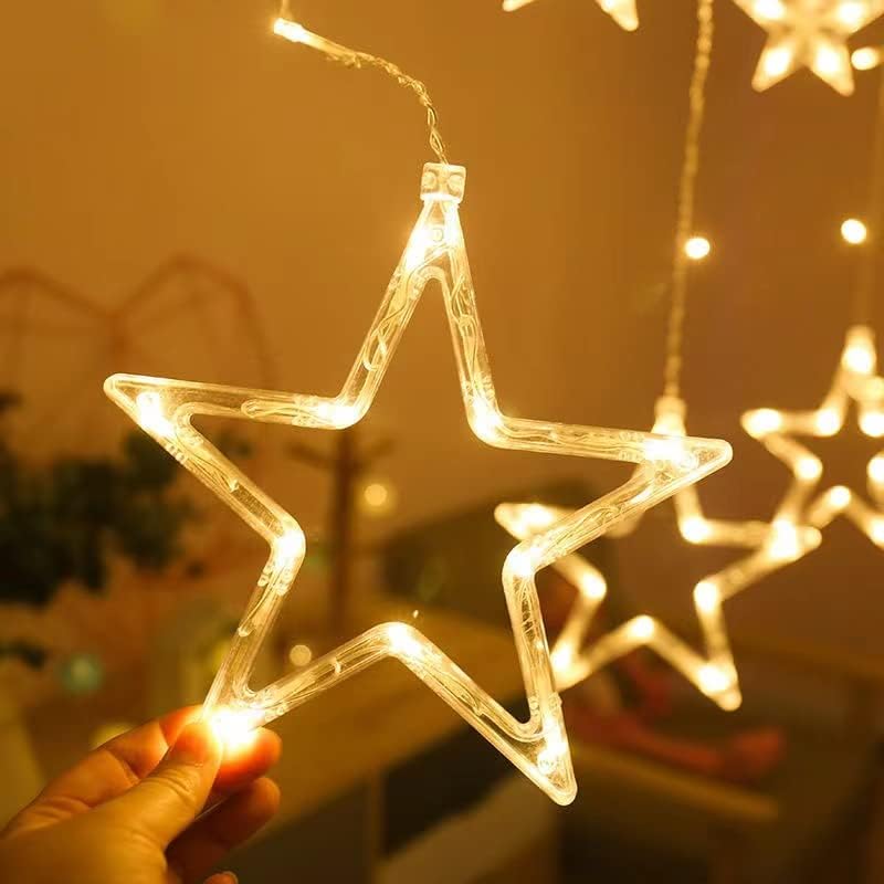 Garlocht LED Star Curtain Lights 138LED 8 Modes USB Warm White