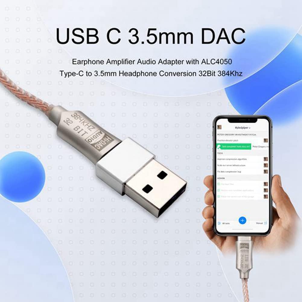 USB Type C to 3.5mm Audio Interface ALC5686 HiFi DAC Headphone Amplifier Digital Audio Decoding Converter