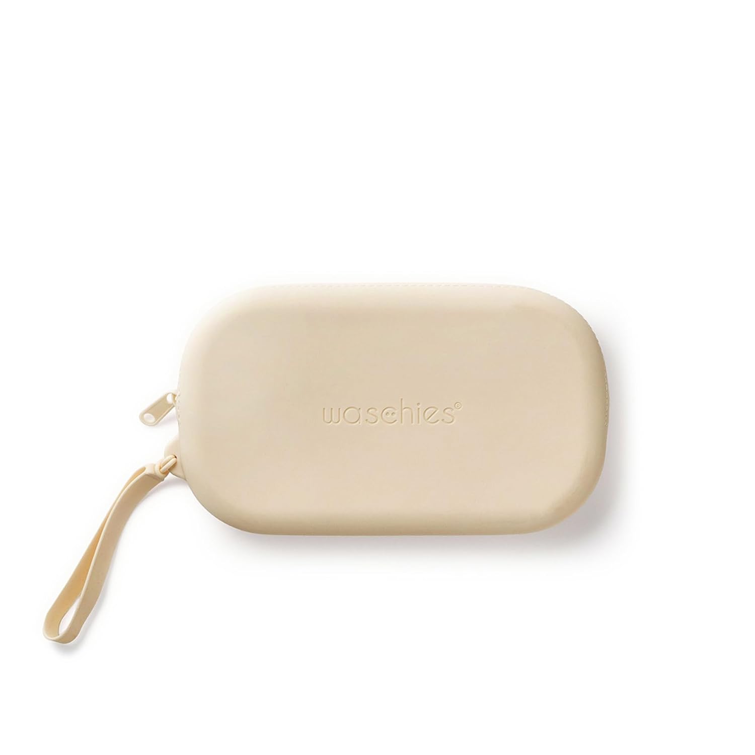 Waschies PureFeminine Travel Cosmetic Bag – Soft Silicone, Water‑Resistant, Beige