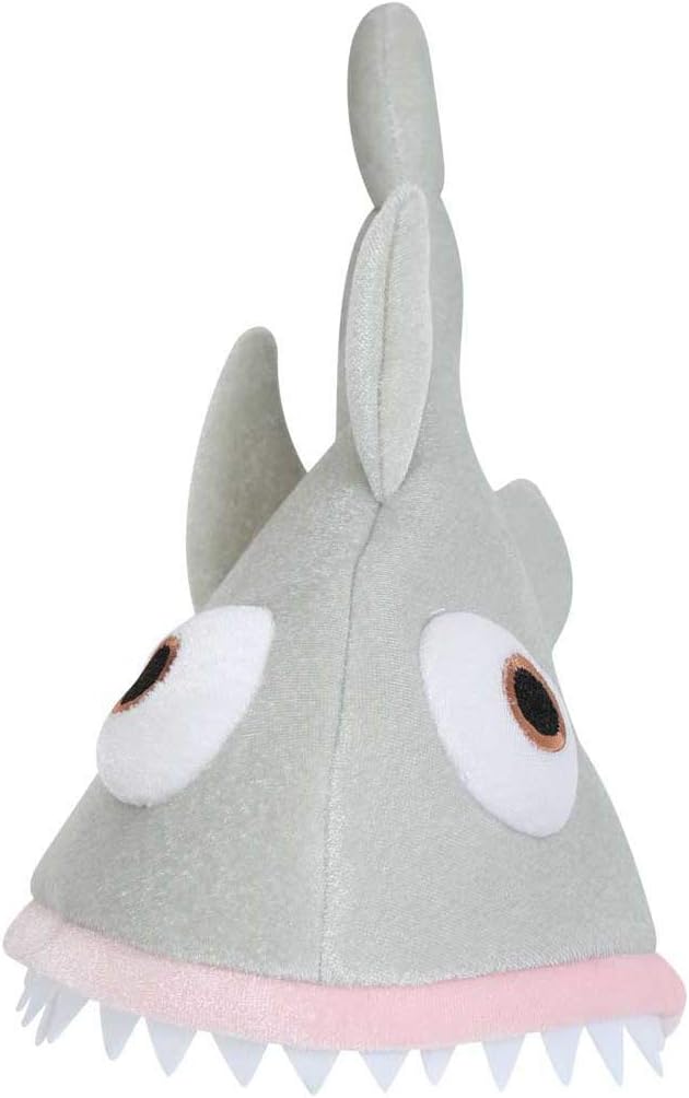 Grey-White Shark Shaped Carnival Hat with Teeth, Eyes & Fins
