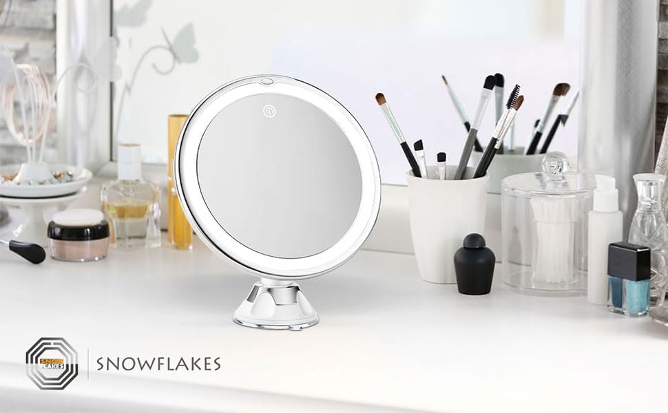 Snowflakes 10x Magnifying Lighted Makeup Mirror with 3 Light Modes