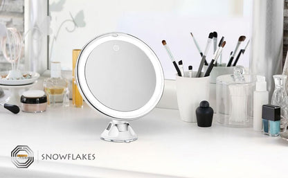 Snowflakes 10x Magnifying Lighted Makeup Mirror with 3 Light Modes