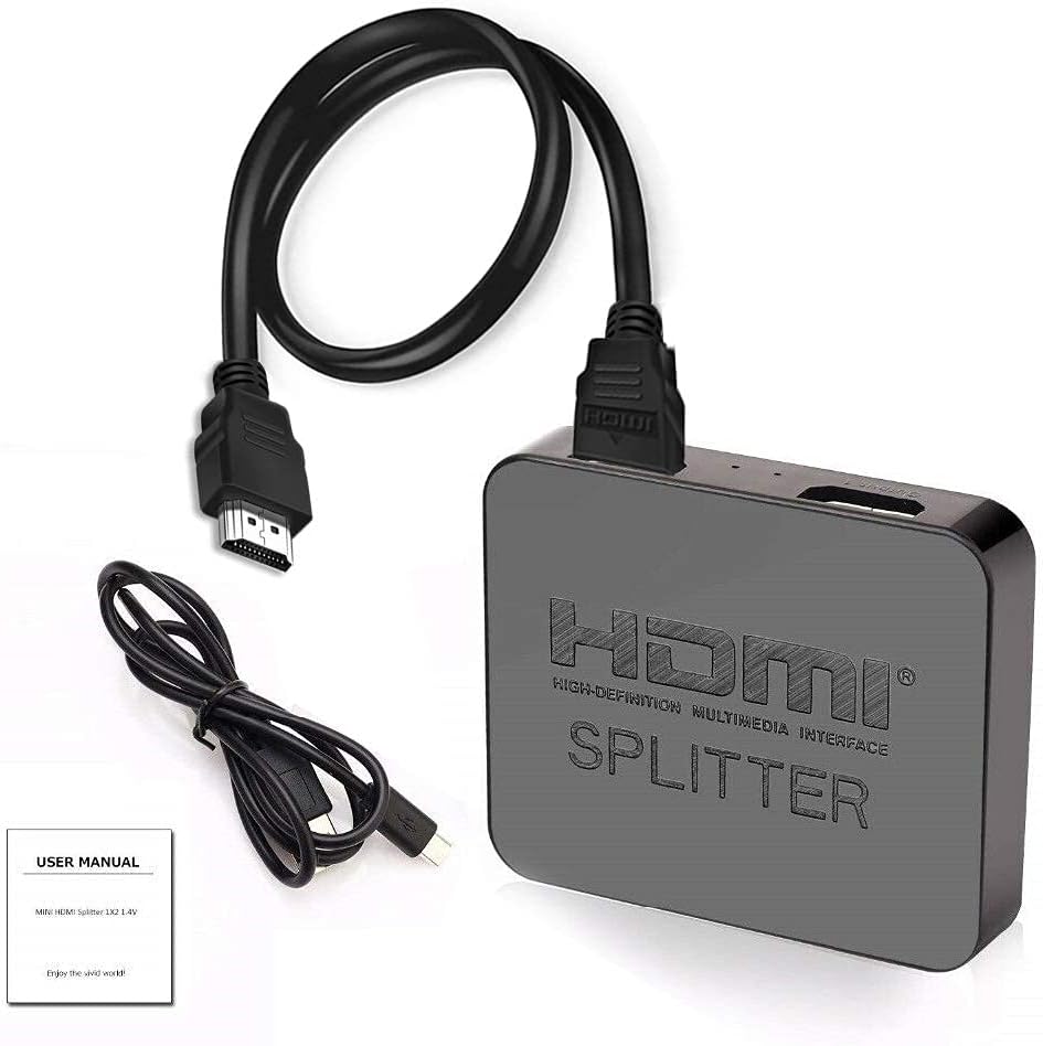VAV 1x2 HDMI Splitter 4K 30Hz 1 in 2 Out Amplifier for Dual Monitors Supports 3D 1080P for Xbox PS4 Fire Stick Blu Ray Apple TV