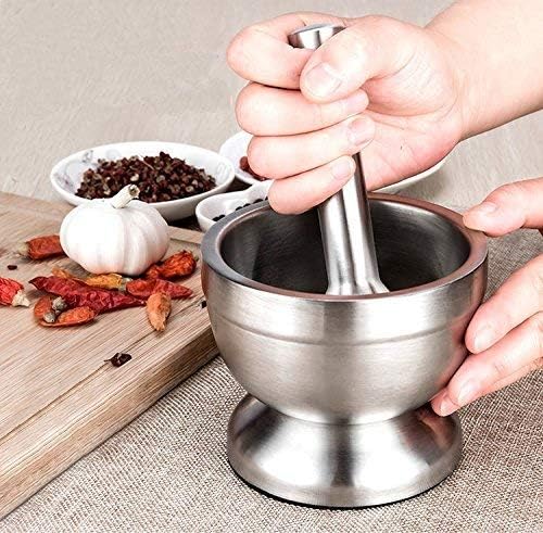 Bekith Kitchen Mörser mit Stößel, Gewürzmörser, Edelstahl, 300g
