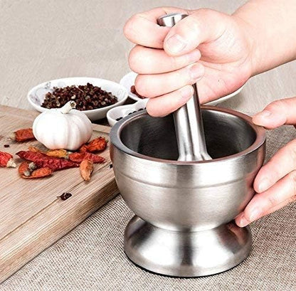 Bekith Kitchen Mörser mit Stößel, Gewürzmörser, Edelstahl, 300g