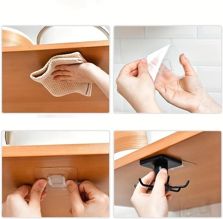 Rotating Kitchen Utensil Hook 6 Hooks Self-Adhesive Wall Mount