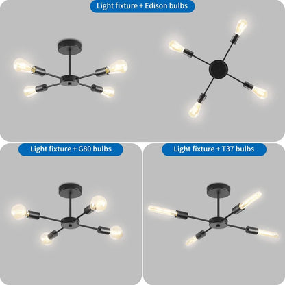 ANWIO Black 4-Way Sputnik Ceiling Light Modern Fixture - Gomix Brands Outlet