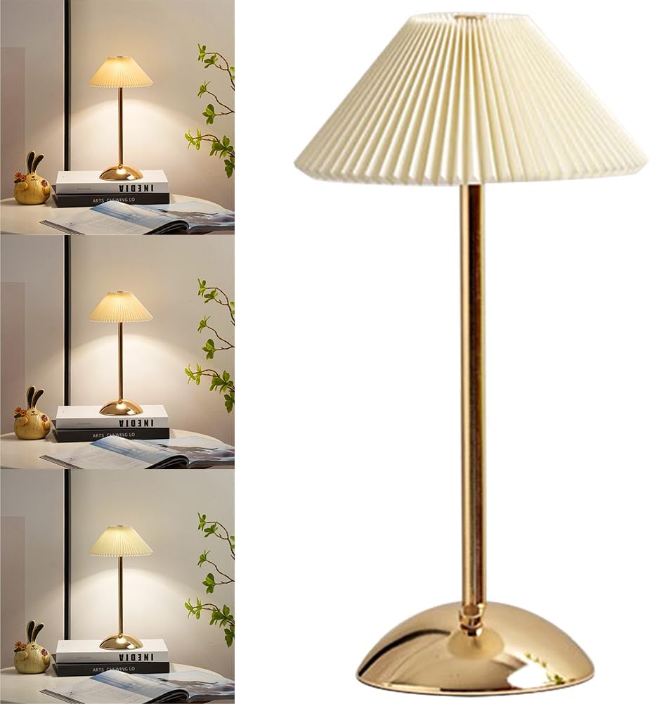 Fiorky Cordless Pleated LED Table Lamp with USB Rechargeable