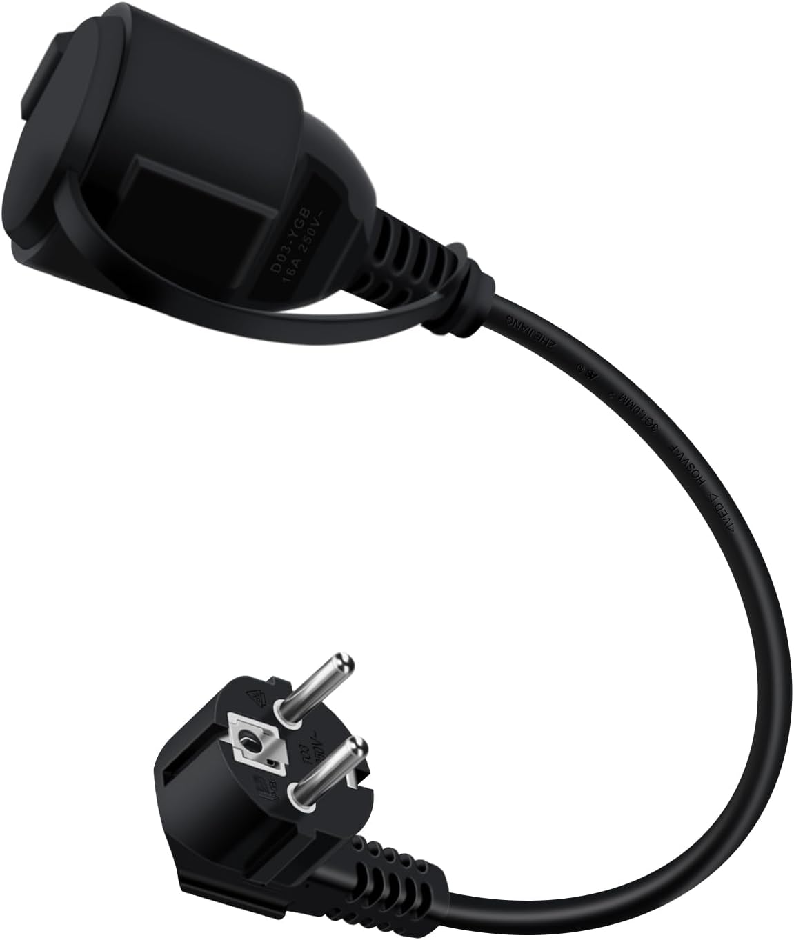 HuaLiSiJi HLSJ 007 90 Degree Schuko Extension Cable 16A 250V
