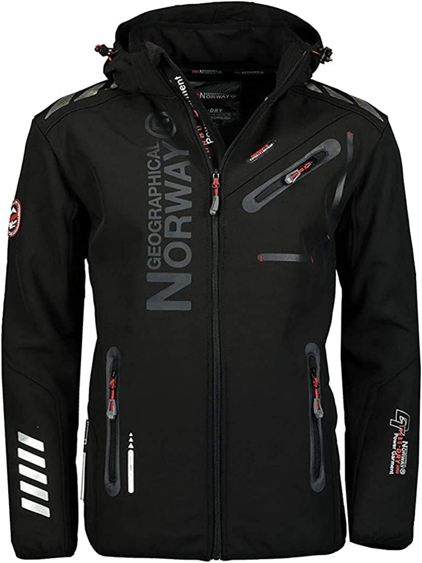 Geo Norway Men's Waterproof Breathable Softshell Jacket with Hood