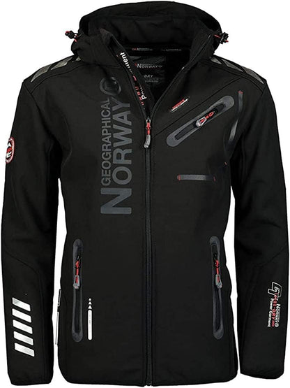 Geo Norway Men's Waterproof Breathable Softshell Jacket with Hood