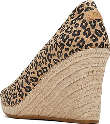 TOMS Women's Michelle Leopard Print Wedge Sandals, Peep Toe, Comfort OrthoLite Insole