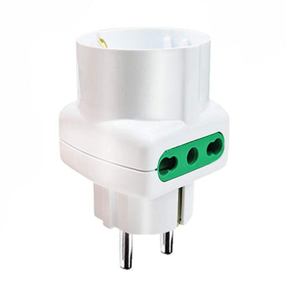 EXTRASTAR Triple Adapter 2 Bivalent Sockets 1 Pluristandard Plug 16A Schuko White
