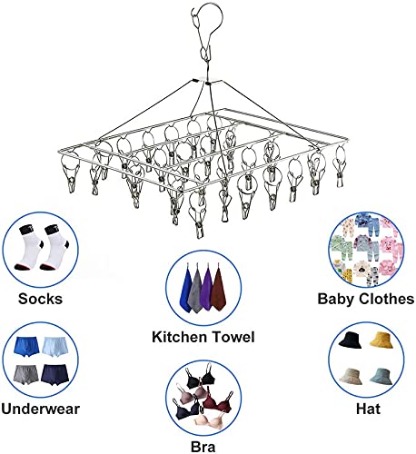Stainless Steel 20‑Clip Portable Hanger for Baby Clothes & Socks