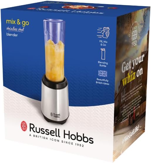 Russell Hobbs Mix & Go Portable Blender: Powerful Smoothie Maker with Travel Bottle