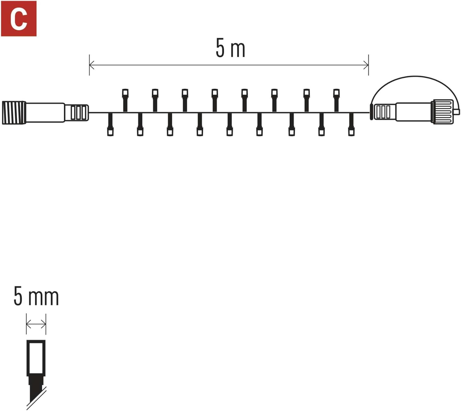 EMOS Connect System 16.4 ft 50 LED Warm White Fairy Lights Extension
