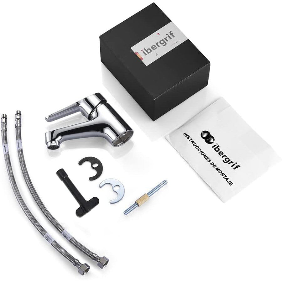 Ibergrif Chrome Basin Tap – Single Lever, Brass Construction, Easy Install
