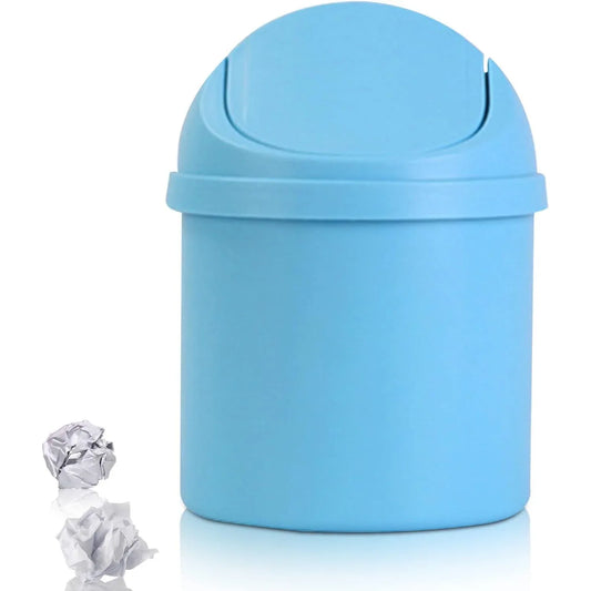 HERCHR Mini Swing Lid Desktop Trash Bin – Compact Blue - Gomix Brands Outlet
