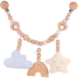 Ueiwffzo Wooden Pram Chain for Babies