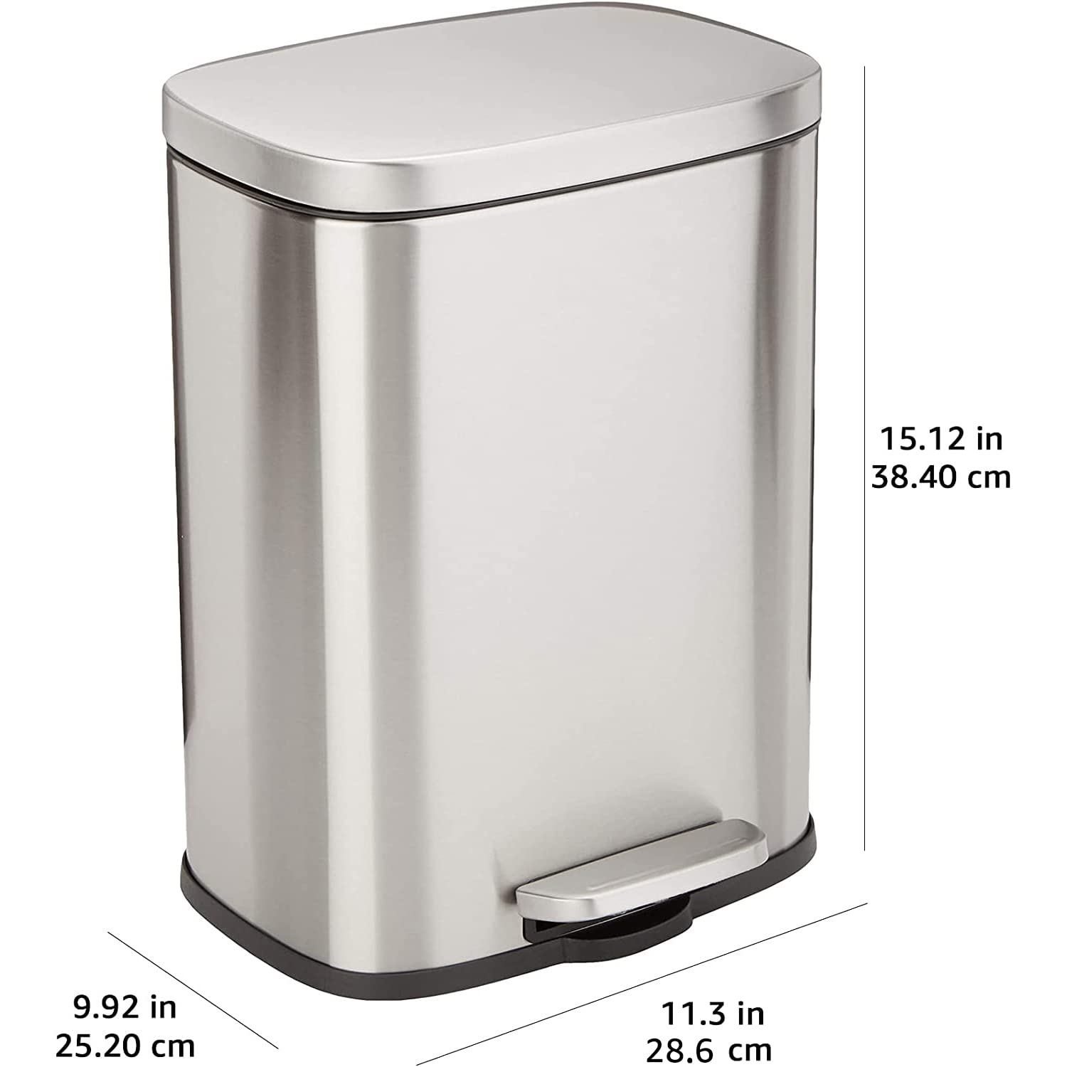 Amazon Basics Smudge‑Resistant 12L Rectangular Trash Can with Soft‑Close