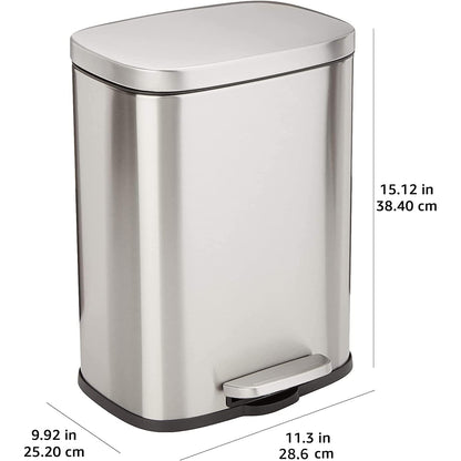 Amazon Basics Smudge‑Resistant 12L Rectangular Trash Can with Soft‑Close