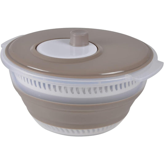 Homéa Essentiel Retractable Plastic Salad Spinner 28x15cm Taupe