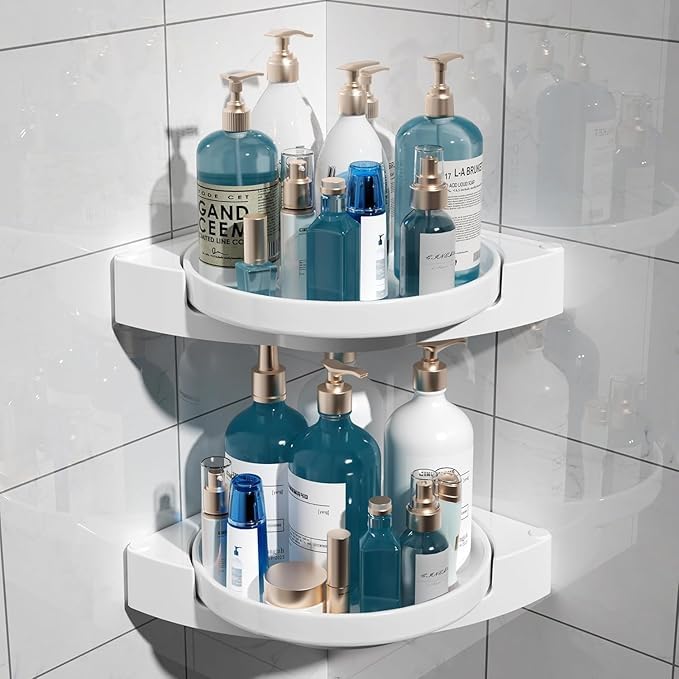 Le Daizy 360° Rotating Corner Shower Shelf – No-Drill Organizer