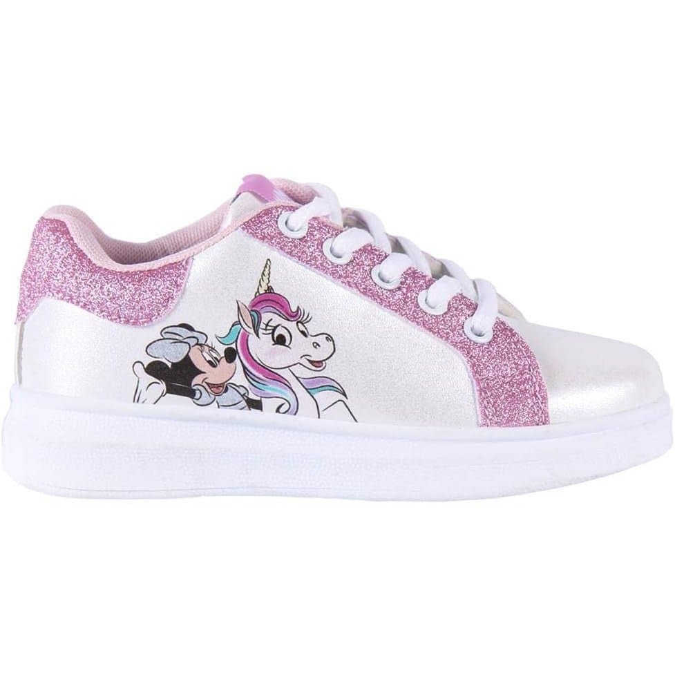 CERDÁ Minnie Mouse White Glitter Kids Trainers – Sporty EU 29