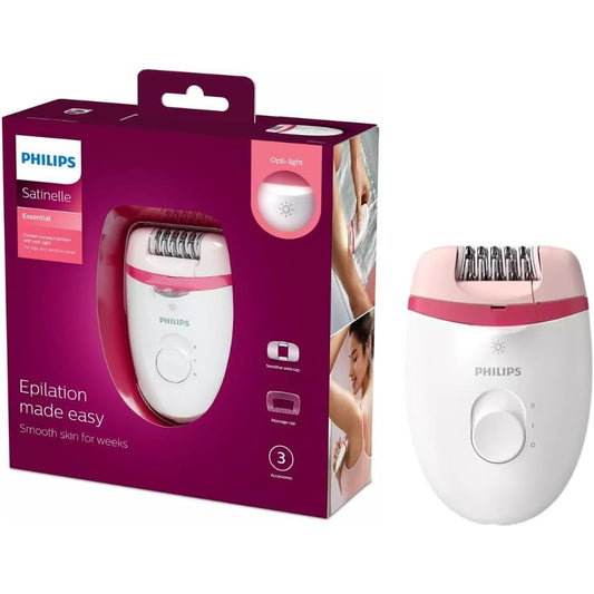Philips Satinelle Essential Corded Compact Epilator - Effortless Smooth Skin