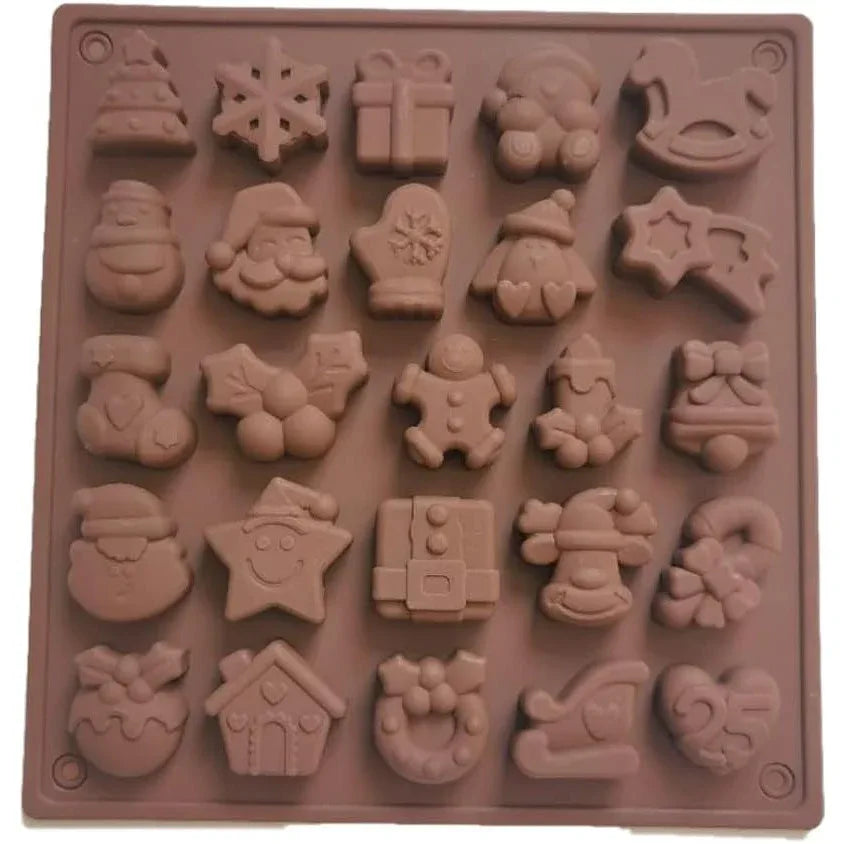25-Cavity Christmas Silicone Chocolate Mould – Non-Stick Baking Tray - Gomix Brands Outlet