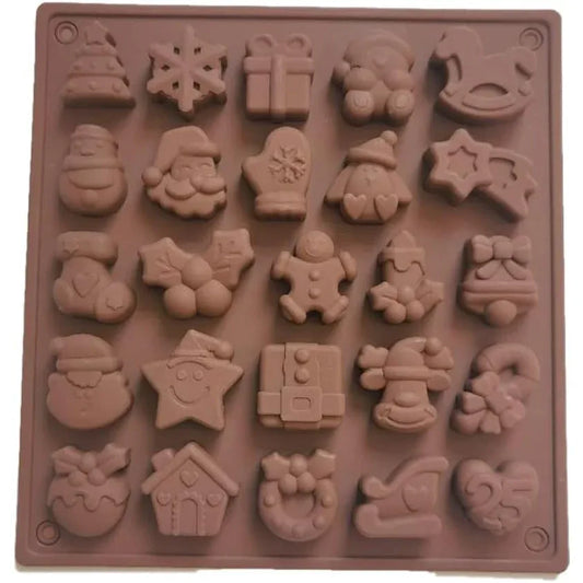 25-Cavity Christmas Silicone Chocolate Mould – Non-Stick Baking Tray - Gomix Brands Outlet