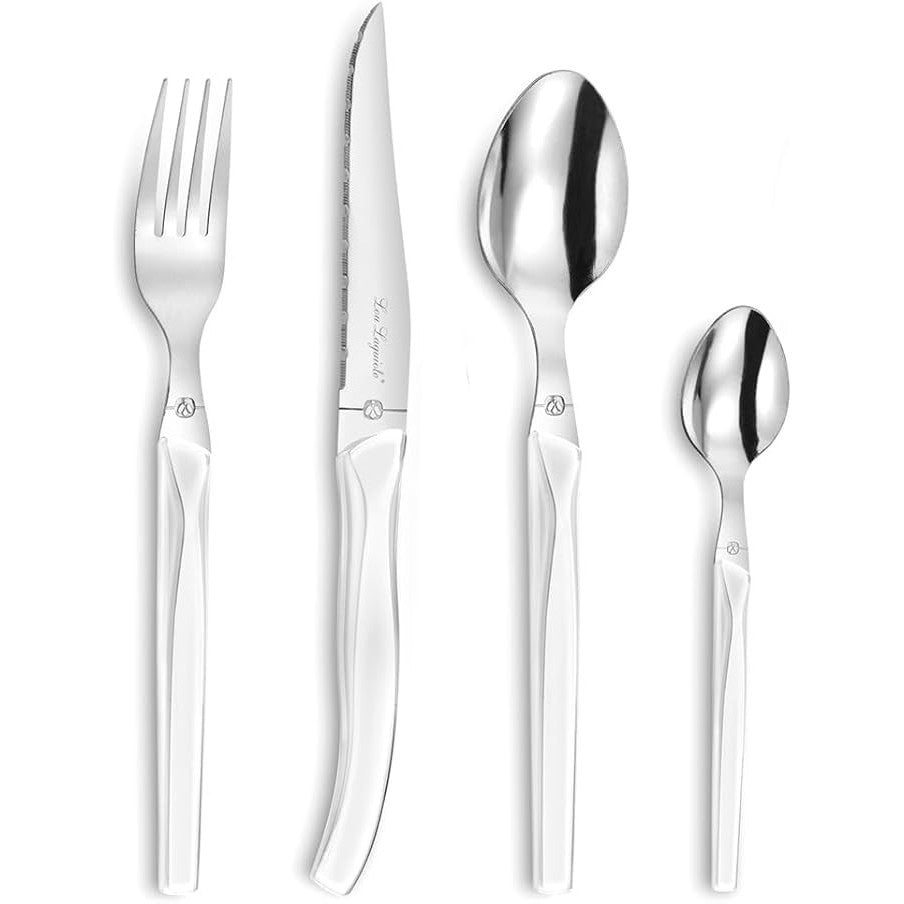 Lou Laguiole Rising Sun 24-Piece White Cutlery Set for Six
