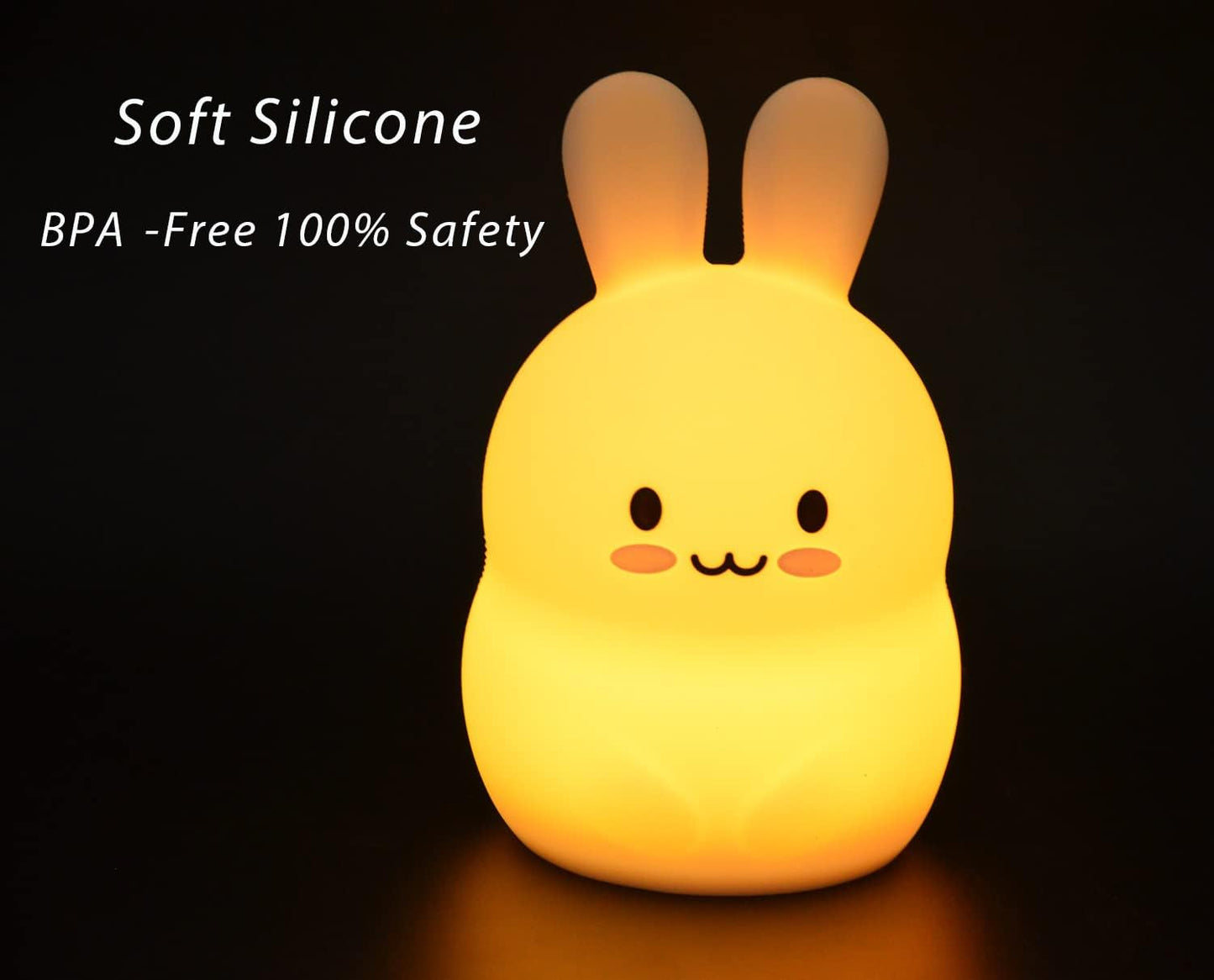 WHA&DARREN Rabbit Silicone Kids Night Light with Remote