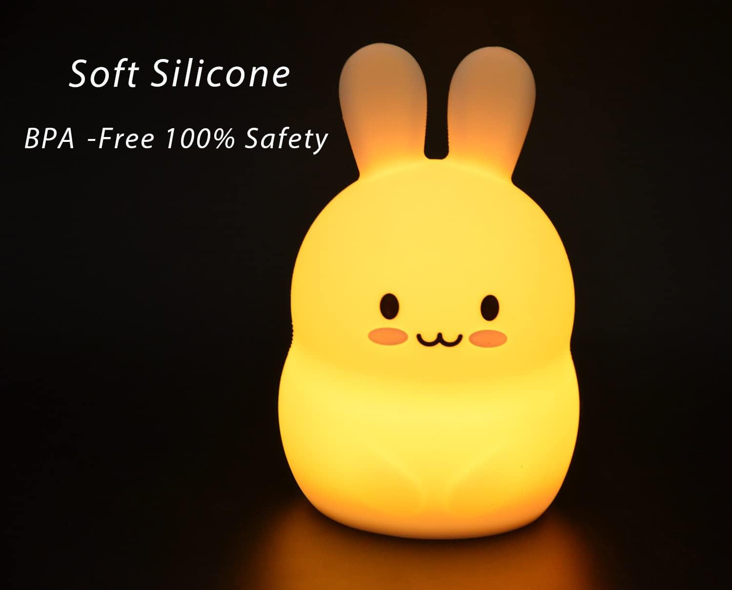 WHA&DARREN Rabbit Silicone Kids Night Light with Remote