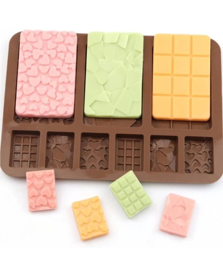 Vedini 9-Cavity Multi-Shape Silicone Chocolate Bar Mold – Waffle Heart Bar