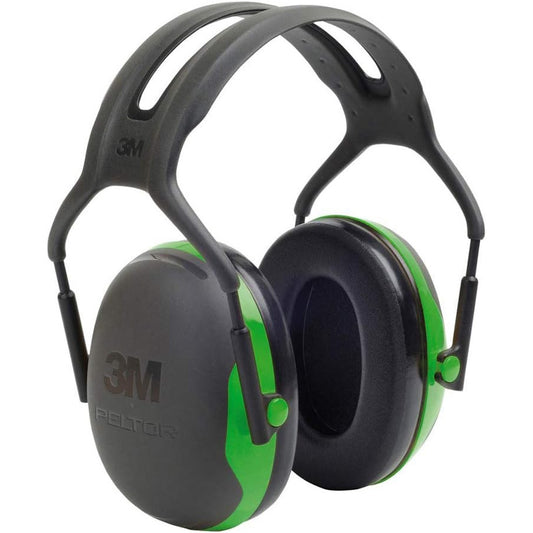 3M Peltor X Series Green Ear Muffs with Slim Capsules