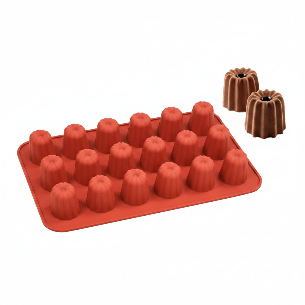 Surakey 18-Cup Silicone Madeleine Baking Pan Non-Stick Red