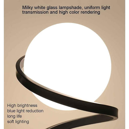 Modern Round Glass Table Lamp with 3‑Way Dimmable LED Light