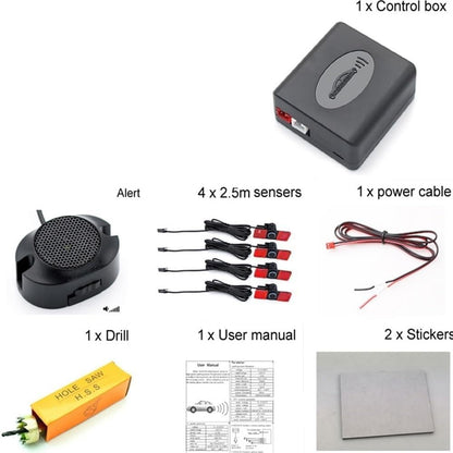 WXPYAQT PZ200-XK-16.5 Car Parking Sensor Kit 4 Sensors Reverse Radar Sound Alert
