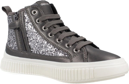 Geox Laquinny Girls Breathable Black Basketball Trainer Size 35 EU