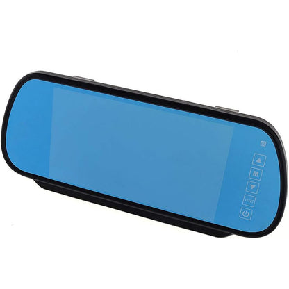BW 7 Inch 16:9 TFT LCD Widescreen Car Monitor Rear View Mirror with Touch Button, HD 800x480 Resolution, Dual Video Input