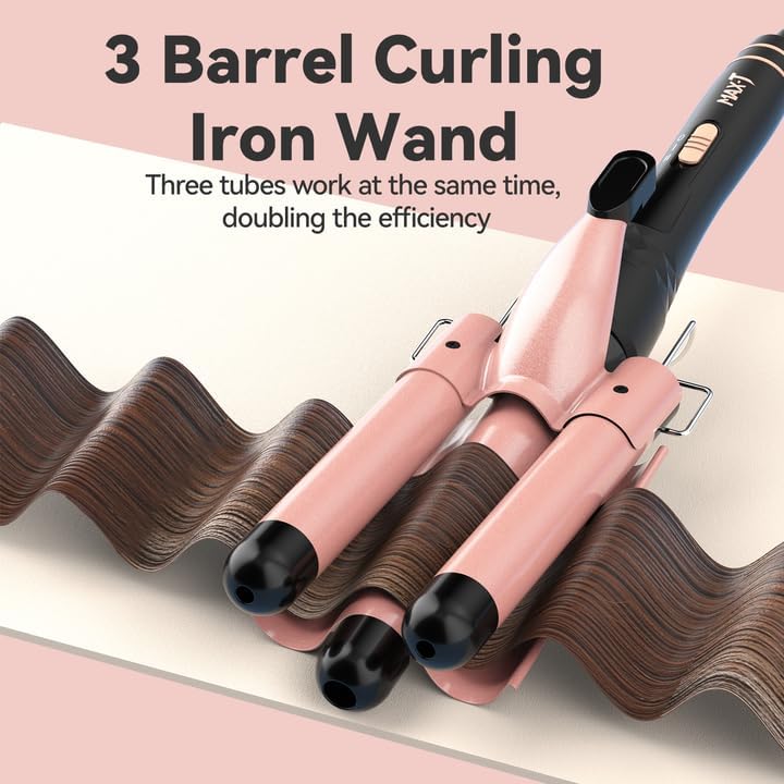 MAX-T 5-in-1 Interchangeable Curling Wand Set with Ceramic Tourmaline Barrels