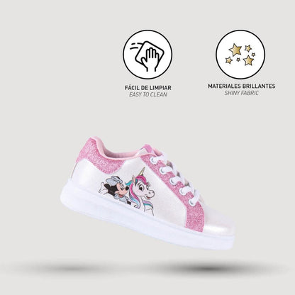 CERDÁ Minnie Mouse White Glitter Kids Trainers – Sporty EU 29