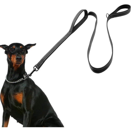 Durable Reflective Dog Leash with Dual Handles for Control