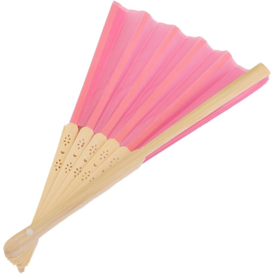 Pink Bamboo Folding Hand Fan – Elegant 21 cm Summer Wedding Décor