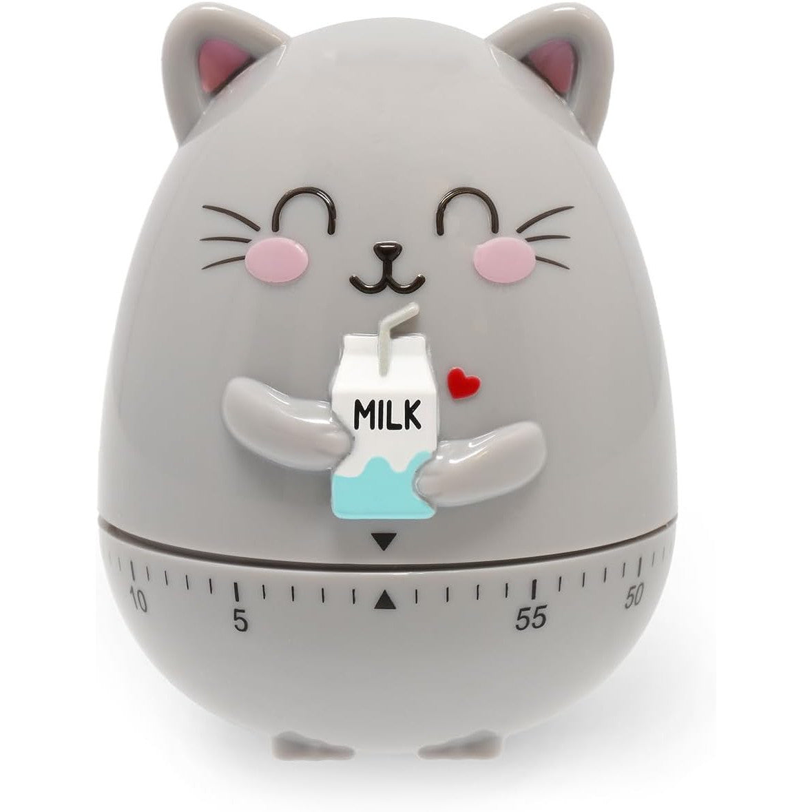 Legami Kitty Kitchen Timer – Manual 60-Minute, Battery-Free, Grey