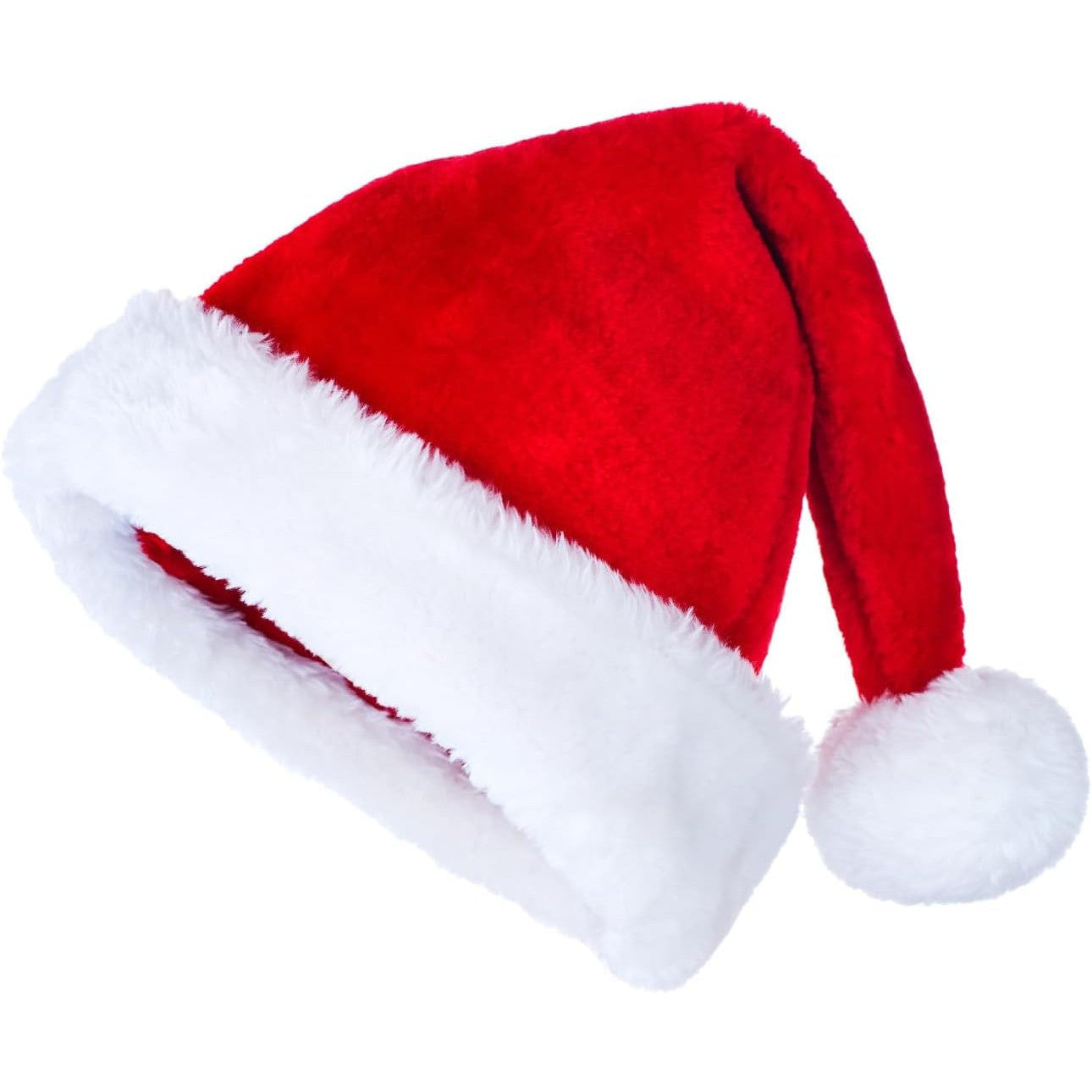 Hatstar Plush Santa Claus Christmas Hat with Thick Fur Trim