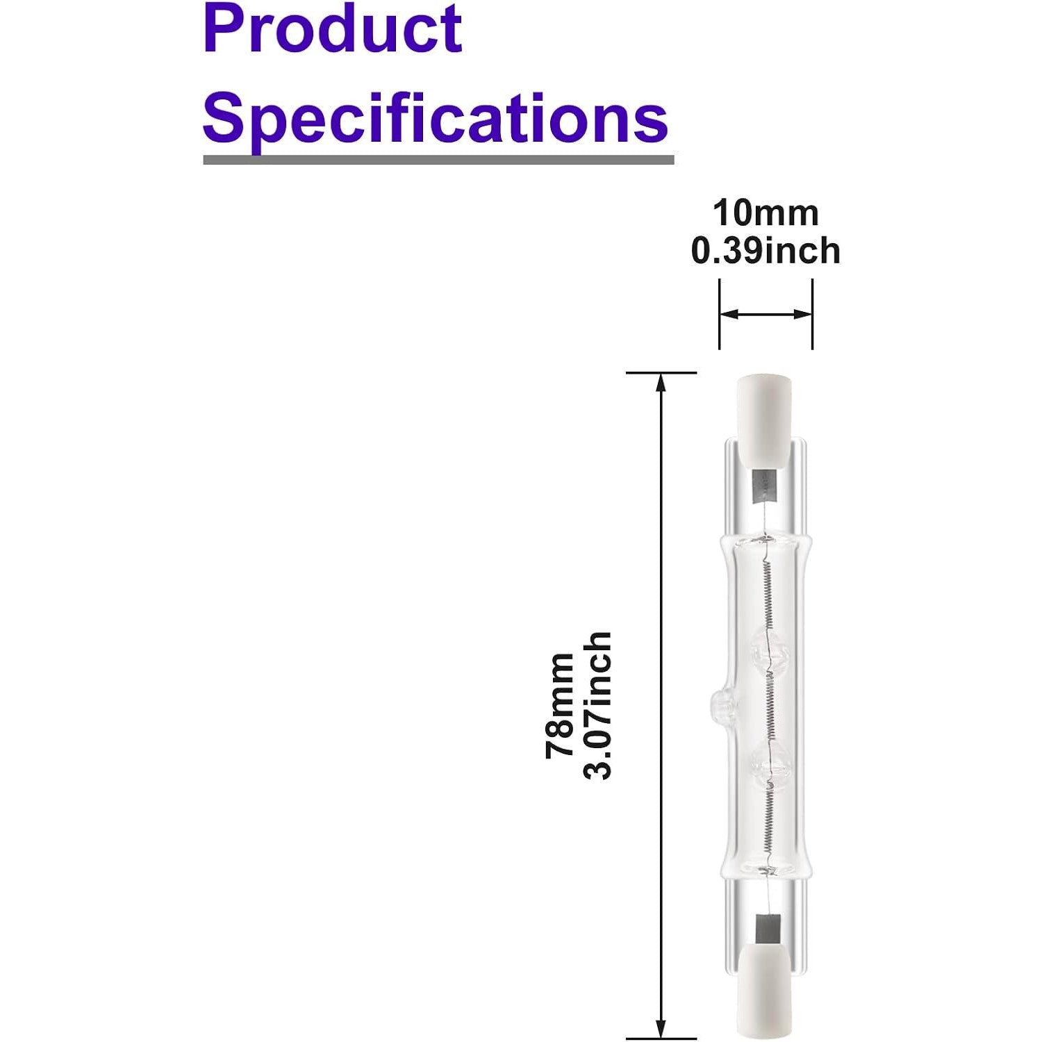 Jaenmsa 5-Pack R7S 78mm 150W Halogen Bulb Dimmable Warm White