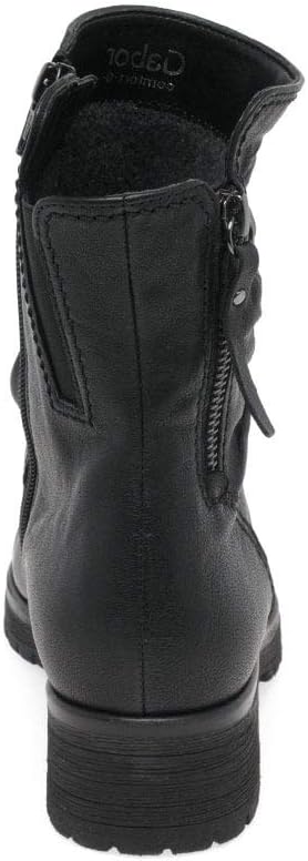 Gabor Zola Black Leather Biker Ankle Boots with Cushioned Sole