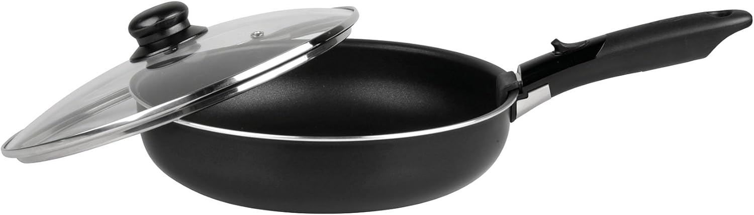 Sitram Aluminium Frying Pan with Removable Handle and Glass Lid